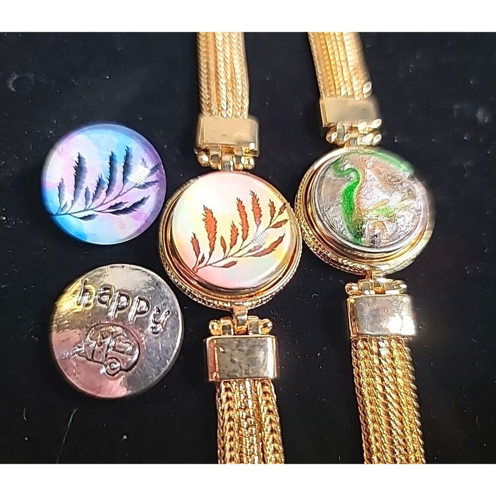 NWOT lot Of 2 Goldtone Bracelets With 4 Interchangeable Snap  Charms